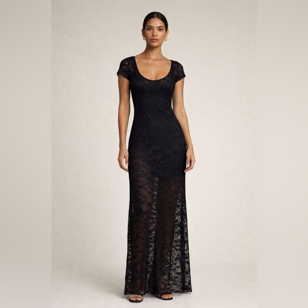 Wild Fable Lace Black Maxi Dress NEW XXS